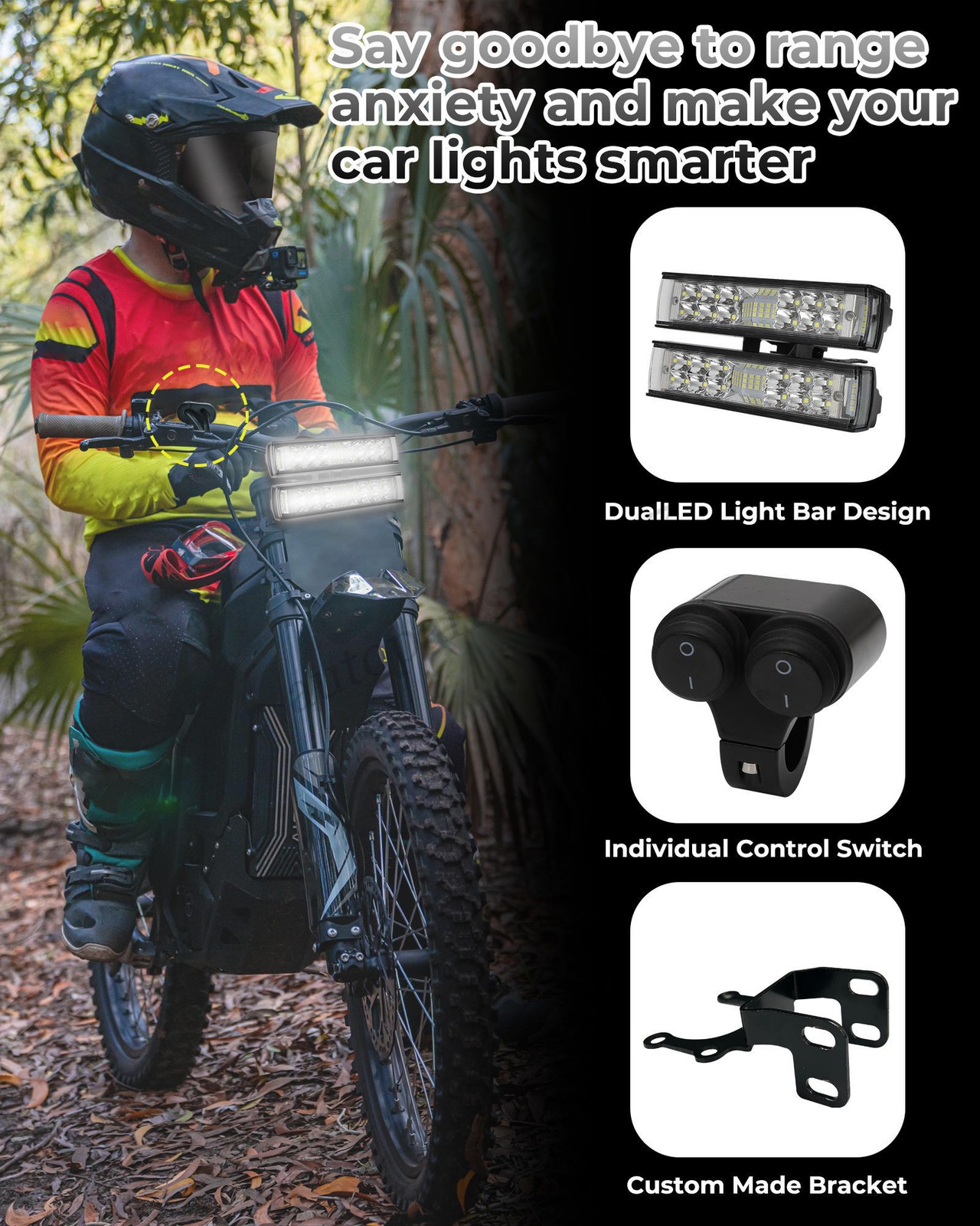LED Headlight Lamp Dual Light Bar Kit (Switch + Bracket) For Talaria Sting R MX4