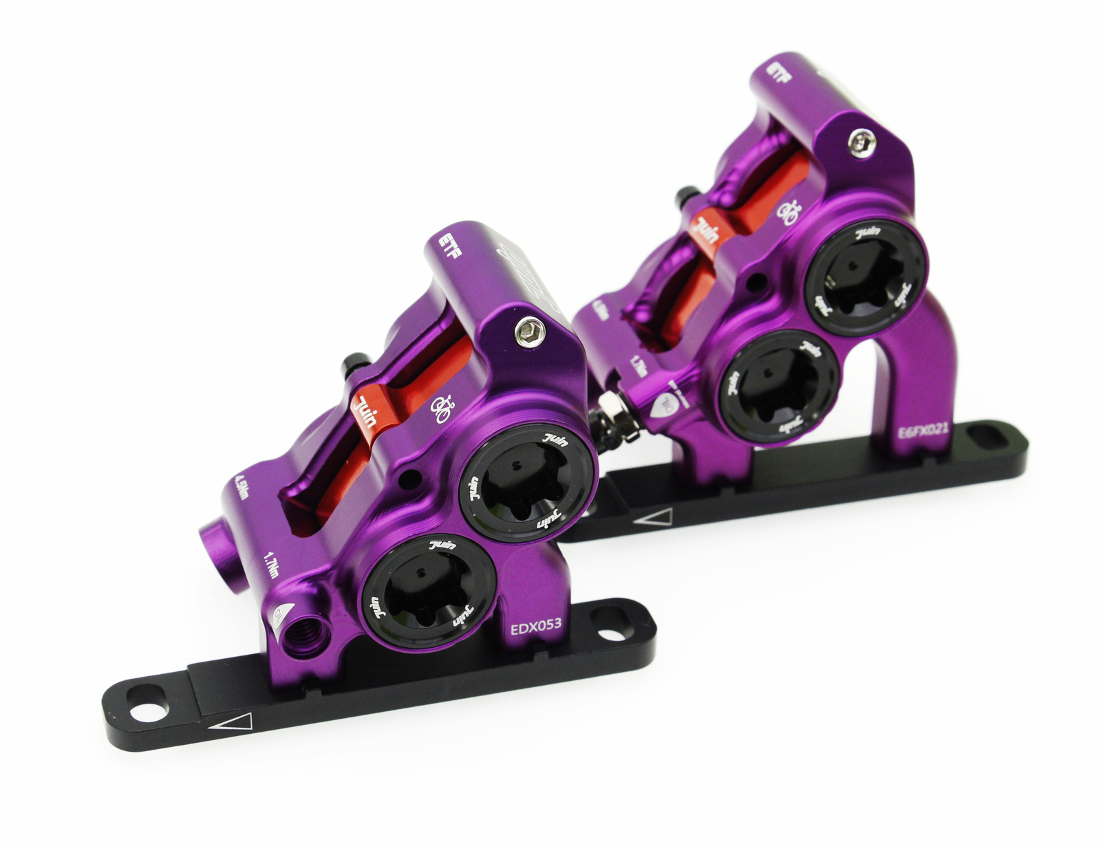 Purple Juin Tech ETF 4 Piston Flat Mount Brakes For Shimano Mineral Oil 160/140