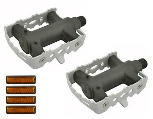 941 Steel Pedals 9/16″ White/Black Mountain Bike-steel cage/nylon center