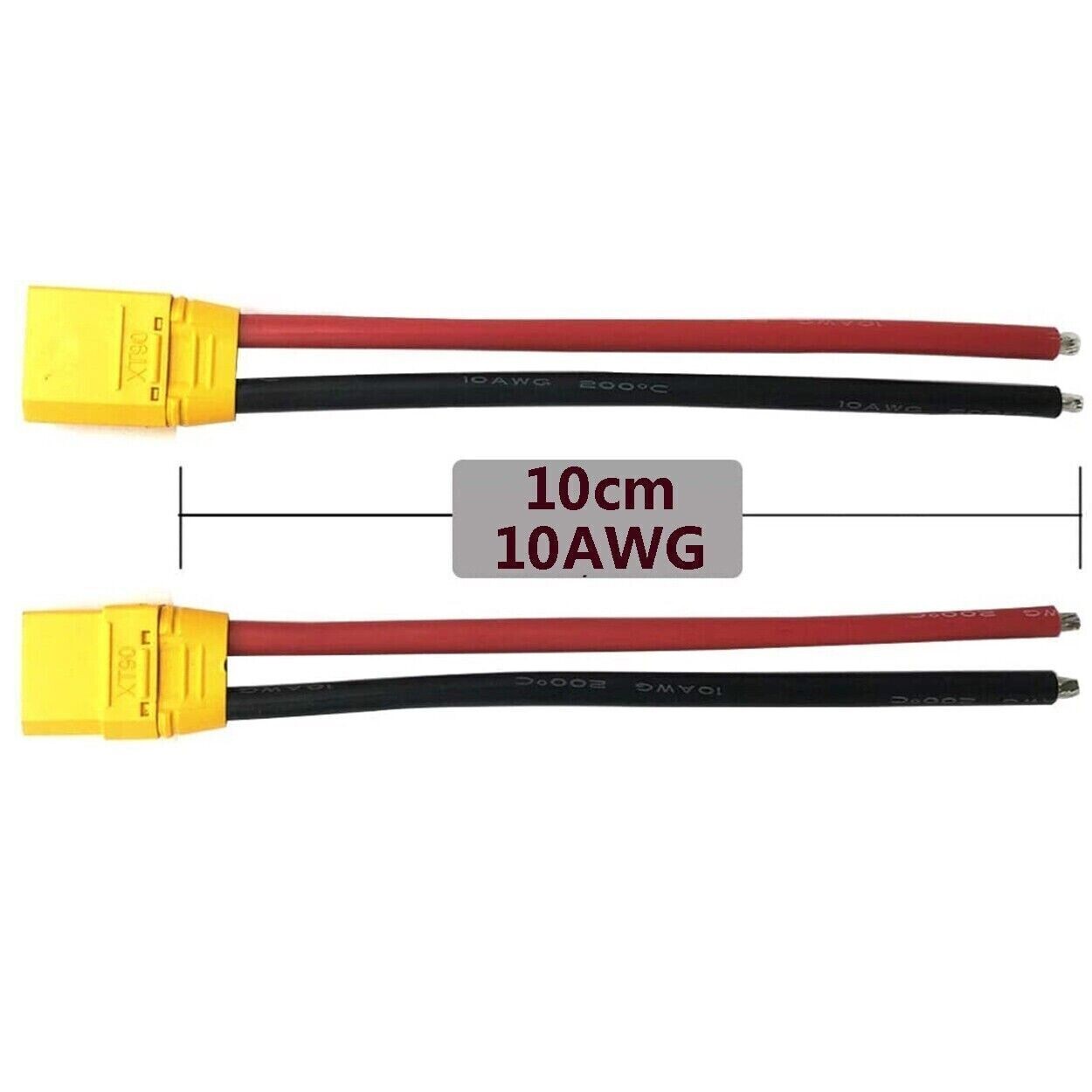 10 AWG XT90 FEMALE Connector Terminal Extension Ebike Li-Ion Battery Cable Wire