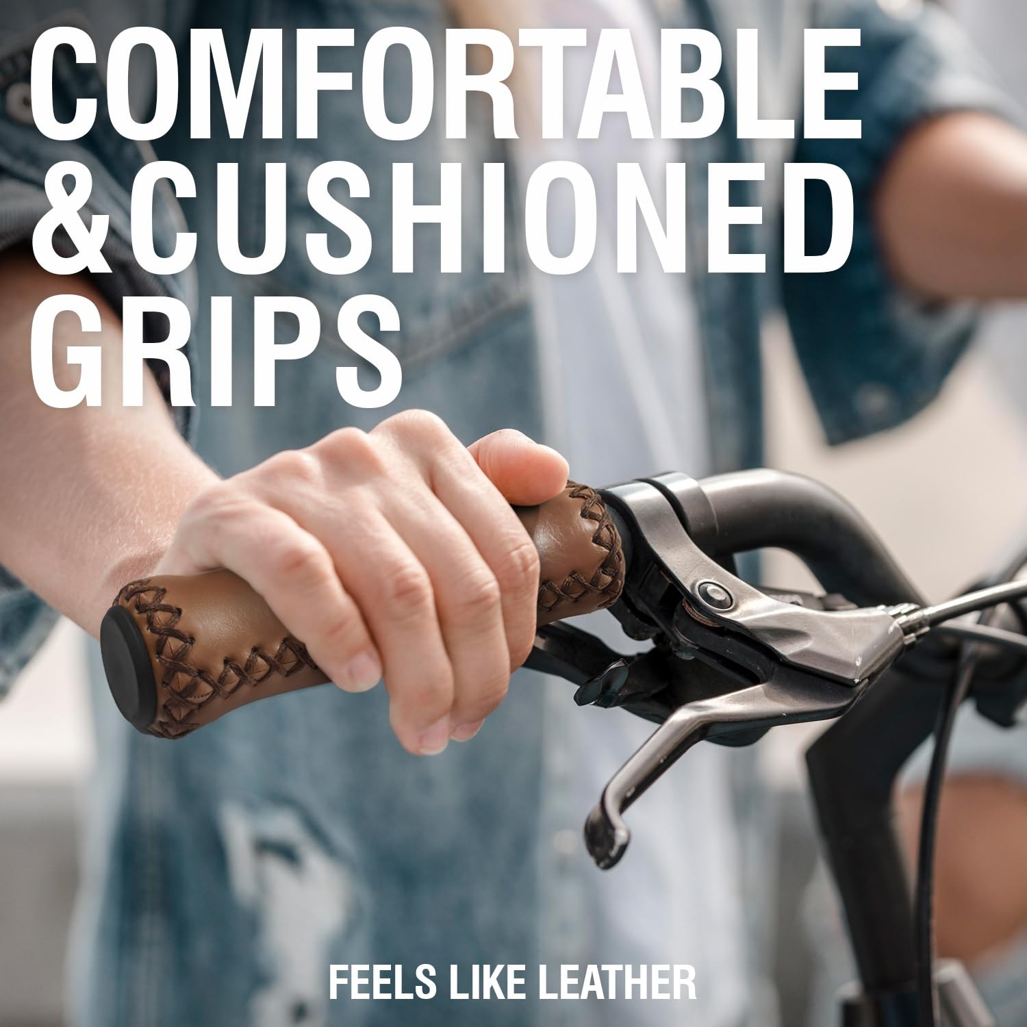 MARQUE Cruiser Bike Handlebar Grips – Brown Vinyl One Size, Light