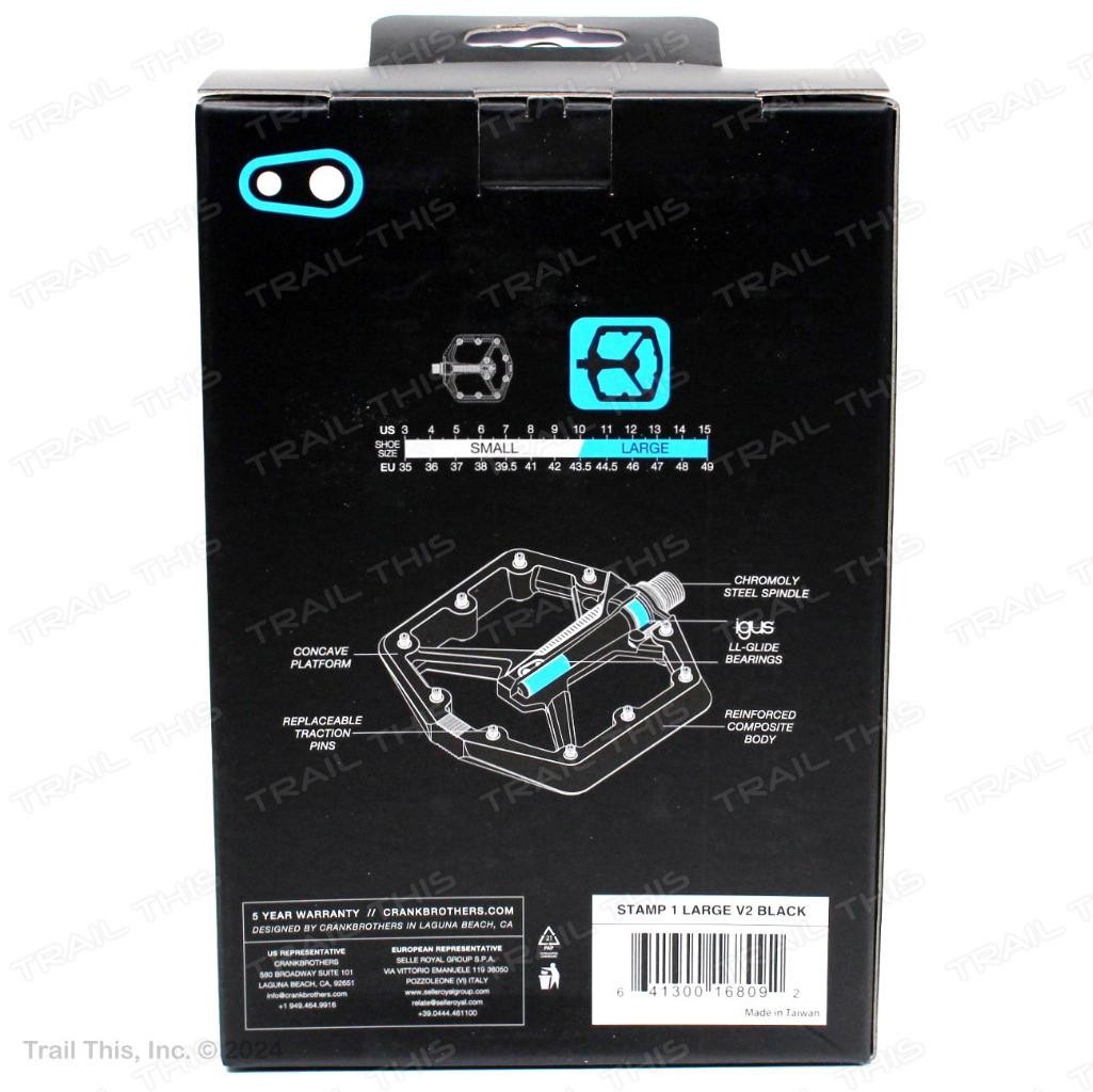 Crank Brothers Stamp 1 Platform MTB Mountain Bike Pedals v2 Large Black