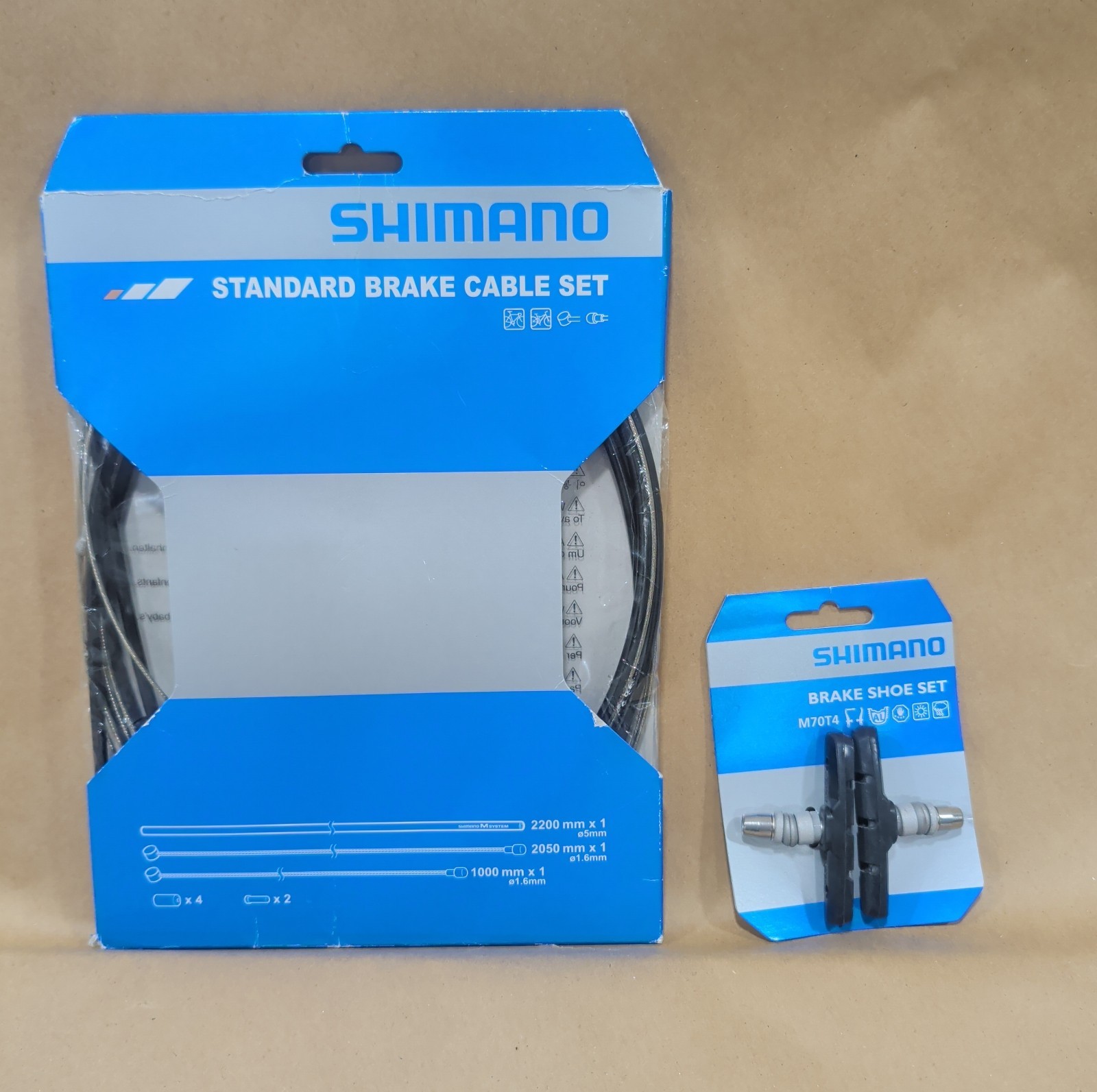 Shimano Y80098022 Standard Brake Cable Set + One Set M70T4 Shoe + Tire Levers