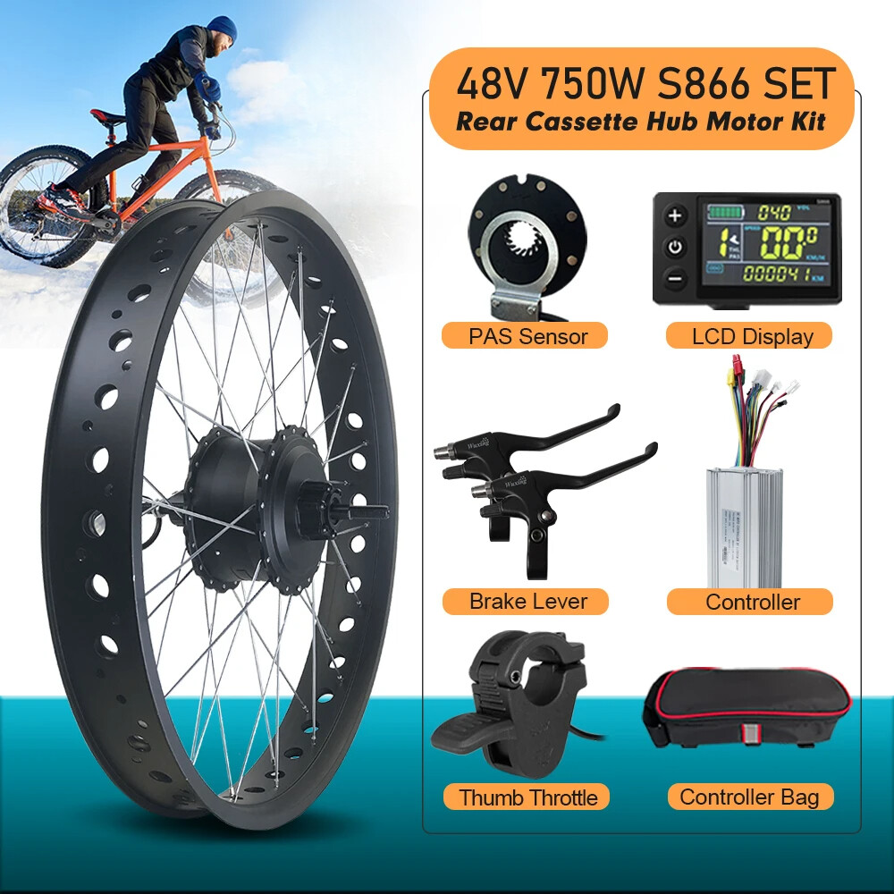 48V 750W 4.0Tire Snow E-bike Fat Ear Brushless Gear Hub Motor Wheel 20/24/26in
