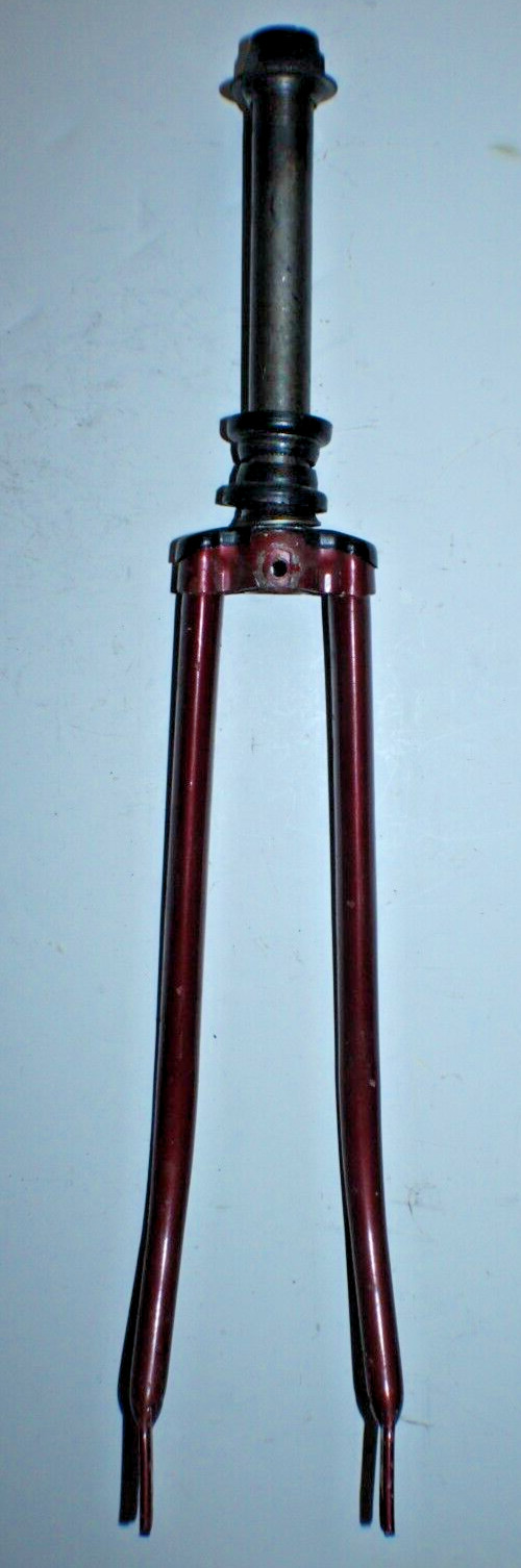 Vintage Road Bike Fork 27″ 1″ Threaded 200mm Red Lugged Steel Fast USA Shipper