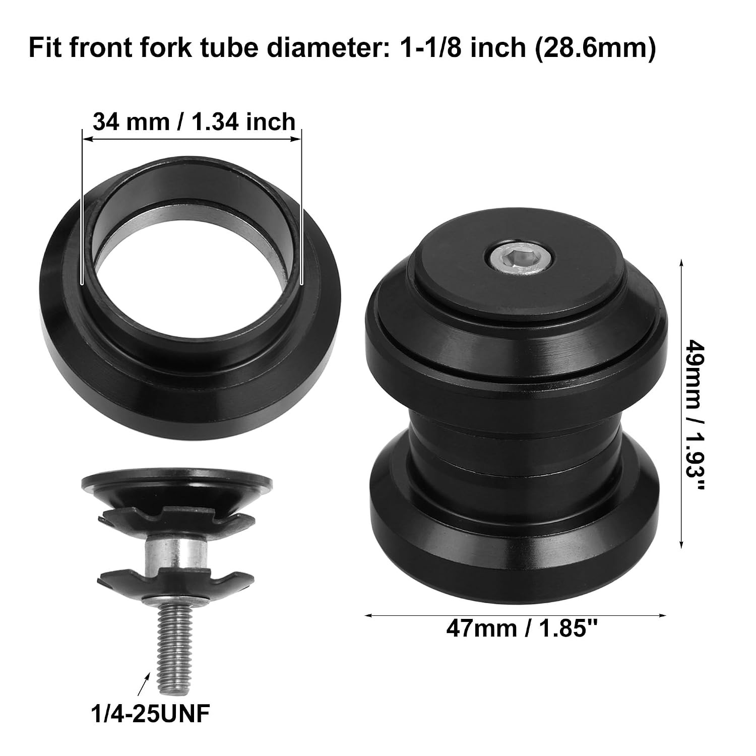X AUTOHAUX 34mm 1-1/8″ Threadless Bicycle Headset Combo Bike Threadless External