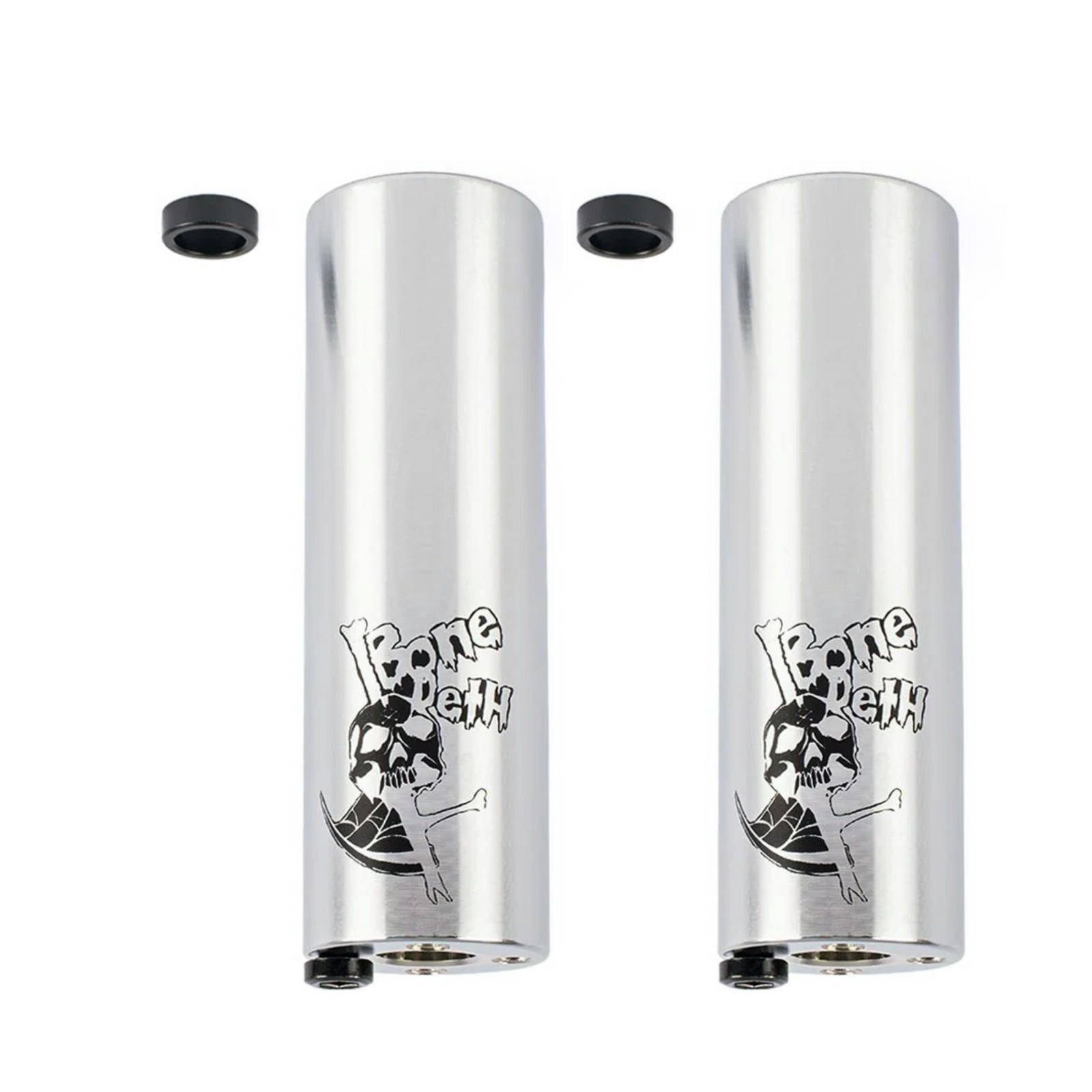 2 x BONE DETH SIDE PIPE PEGS BMX BIKE HARO CULT RANT SUBROSA SHADOW SILVER NEW