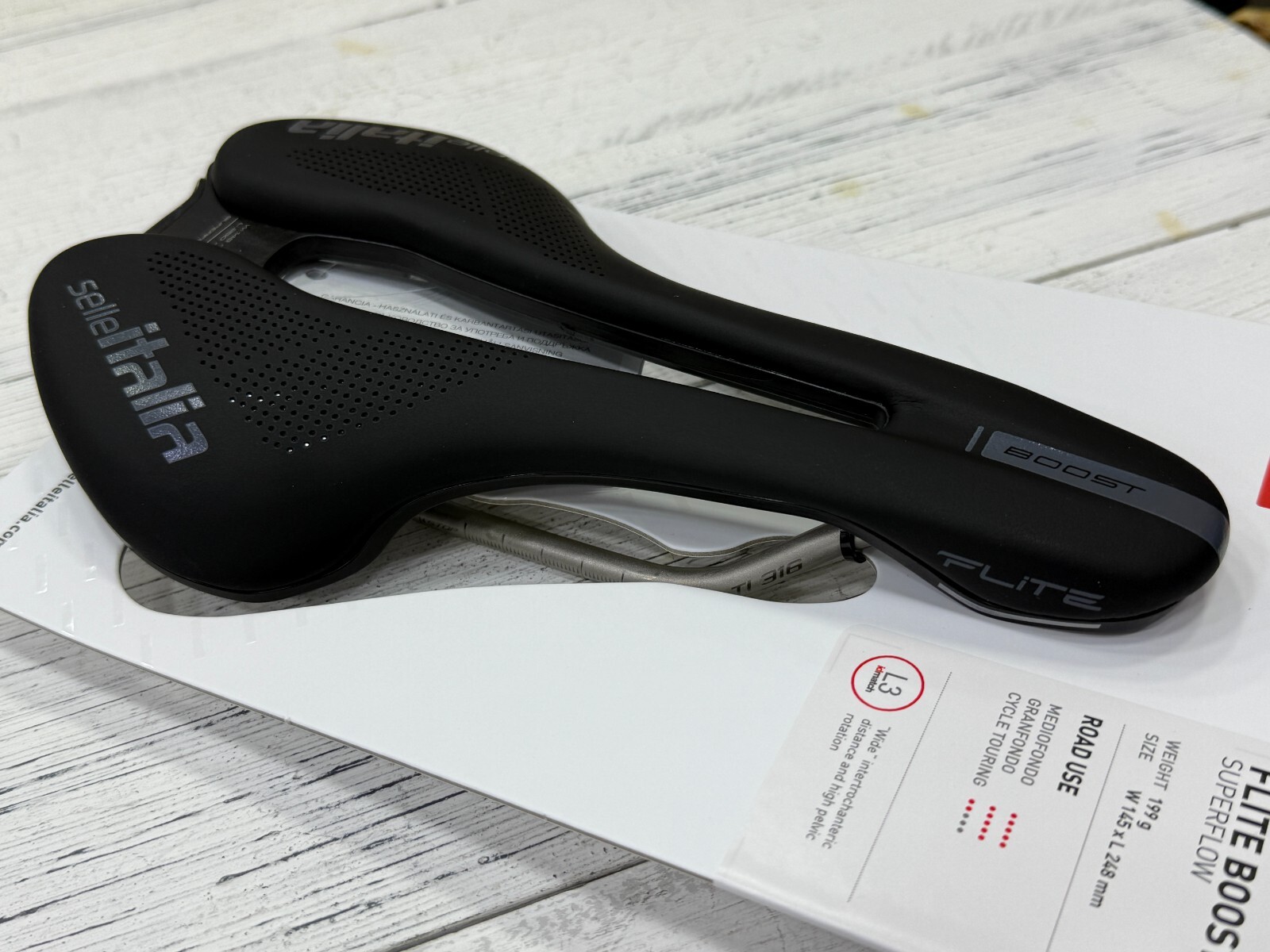 Selle Italia Flite Boost Superflow Ti316 Rail Saddle Black L3(145x248mm)