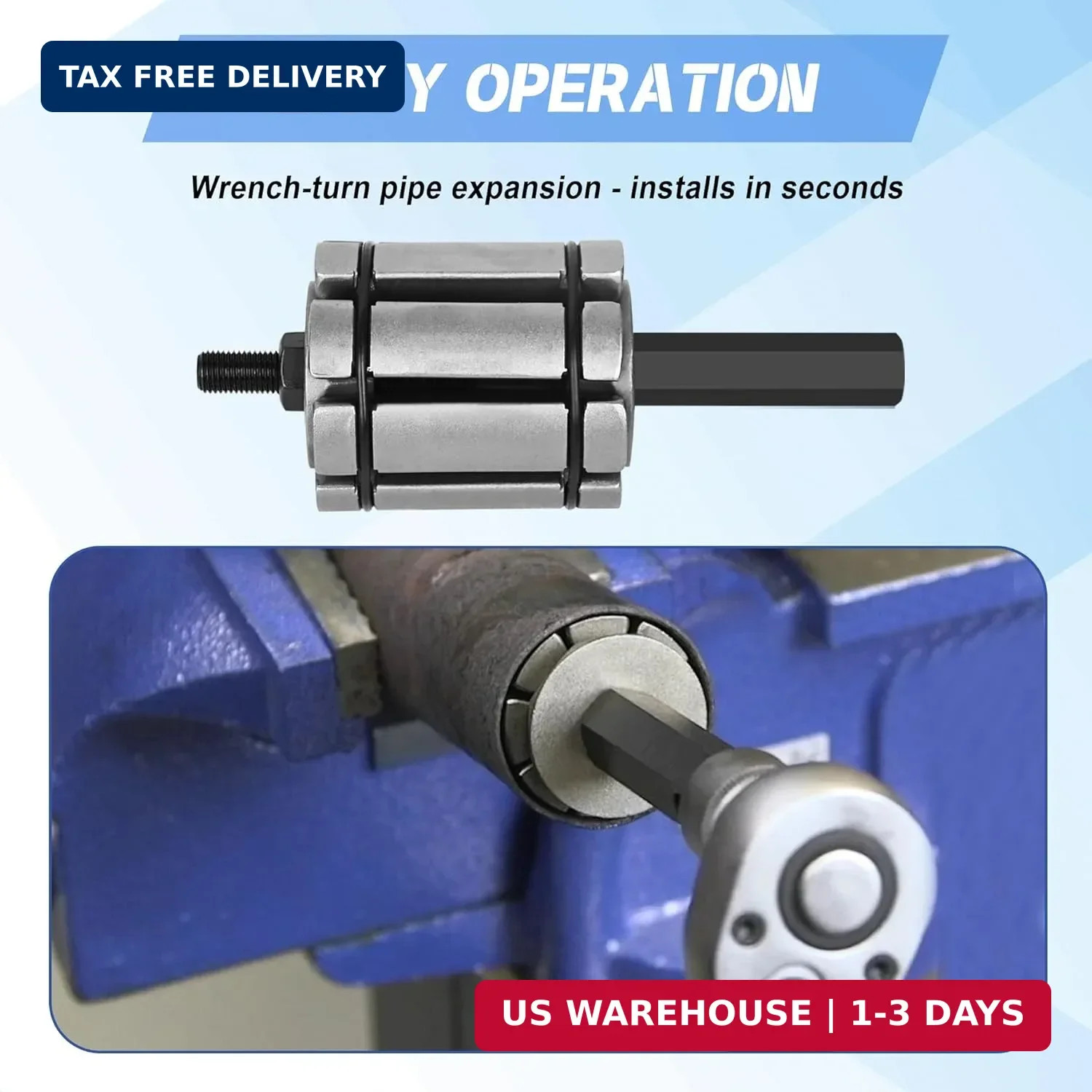 3 PCS Exhaust Pipe Expander Set, 1-1/8″ to 3-1/2″ Tail Pipe Expander Tool Set, M