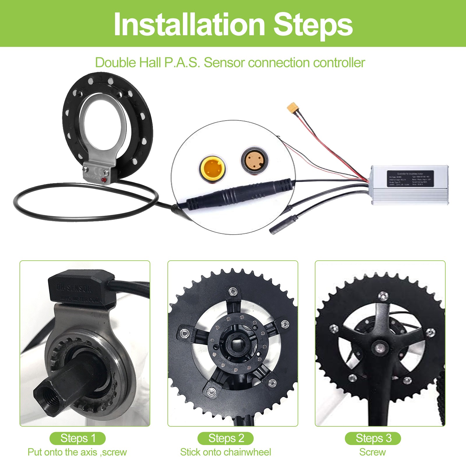 Electric Bicycle Pedal Sensor Ebike Double Hall 12 Magnet Right Side PAS System