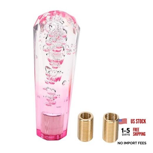 Pink Acrylic Stick Shift Knob with Diamond Two-Tone Crystals