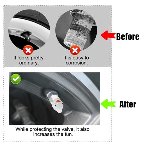 Tire Valve Stem Cap, 4 pcs Glow-in-The-Dark Cute Duckling Tire Valve Cap, White