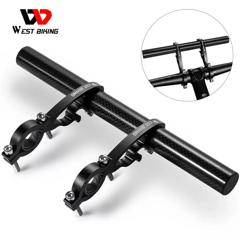 West Biking Bicycle Handlebar Extender Carbon Fiber Double Clamp Mount 18-35mm