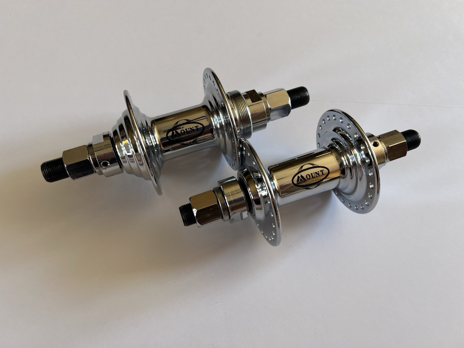 MOUNT Bmx hubs set 48h Highly Polished Silver finish/ Sealed Chromoly Axles