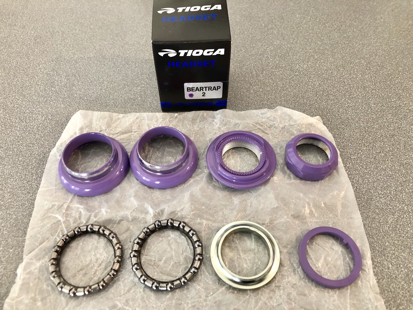 OLD SCHOOL BMX BEARTRAP 2 HEADSET TIOGA MD LAVENDER PURPLE 1″ threaded NEW tange