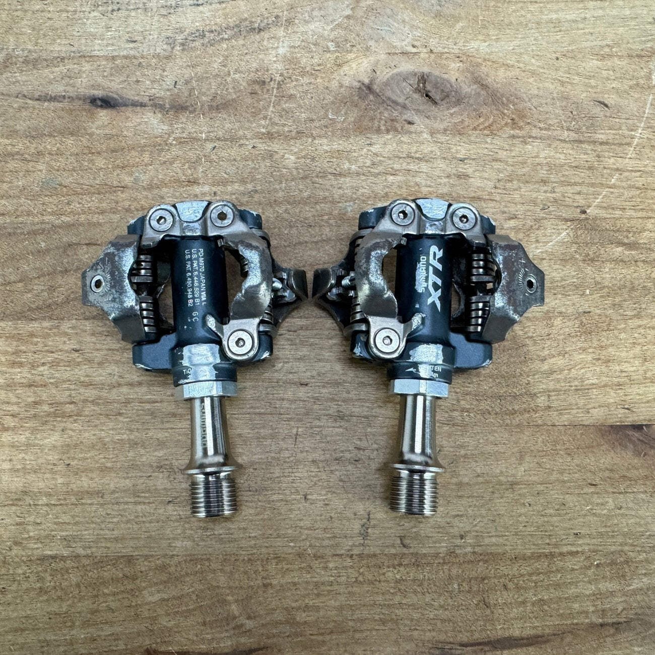 Shimano XTR PD-M970 Stainless Steel Spindle MTB Bike Clipless Pedals 328g