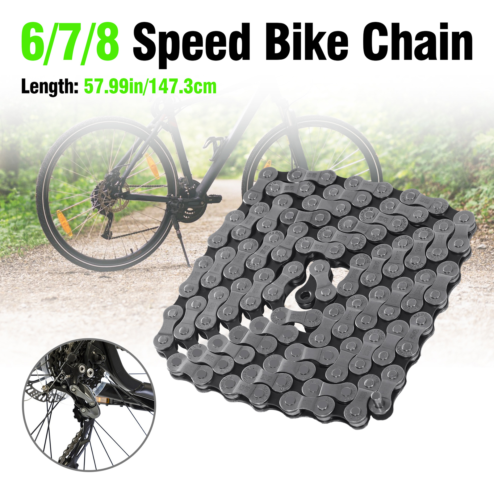 6-7-8 Speed Bike Chain Bicycle MTB Steel Chain With 116 Links Carbon Steel