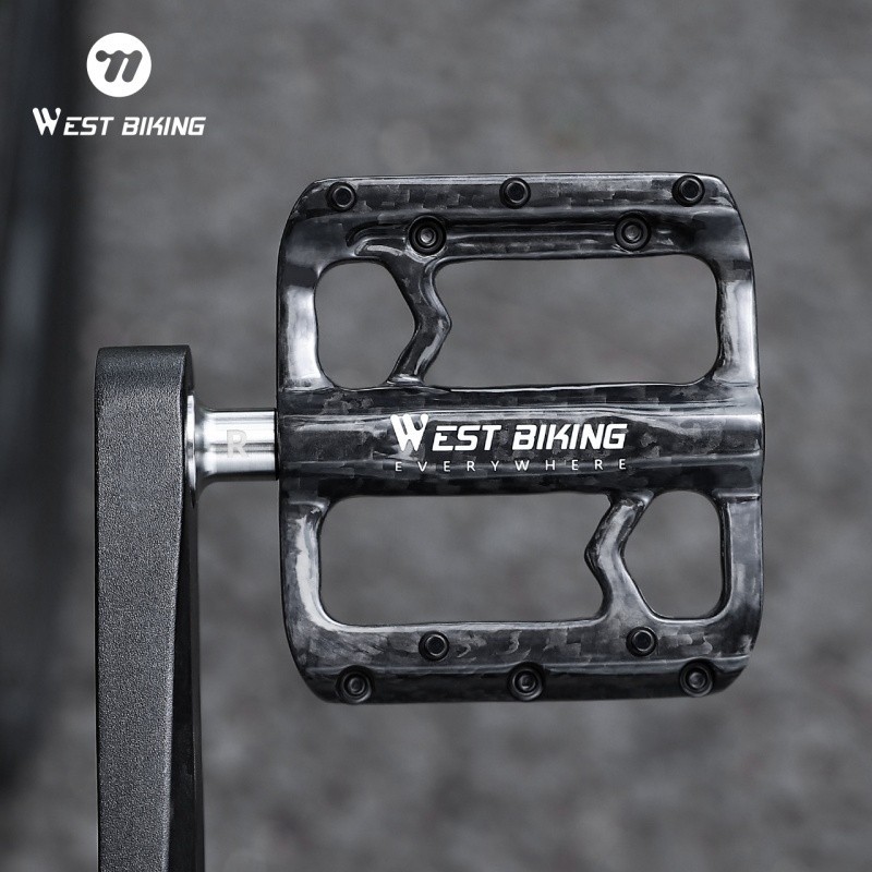 West Biking 3 Bearings Carbon Fibre Titanium Axle Bicycle Pedals Black 180g