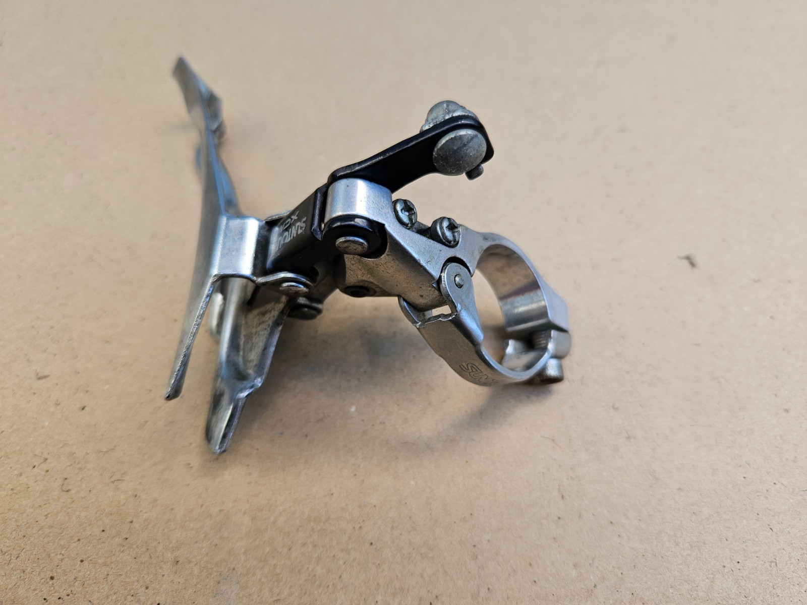 Vintage Suntour XCM Triple Front Derailleur 28.6mm Clamp Bottom Pull low miles