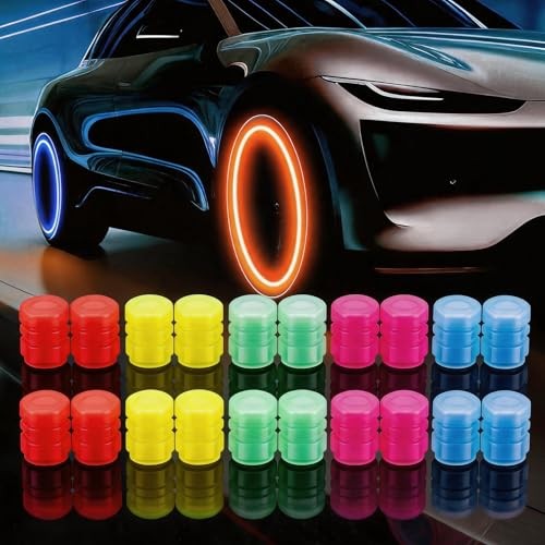 Glow in The Dark Tire Valve Caps Cool Fluorescent Valve Stem 20 Mixed color
