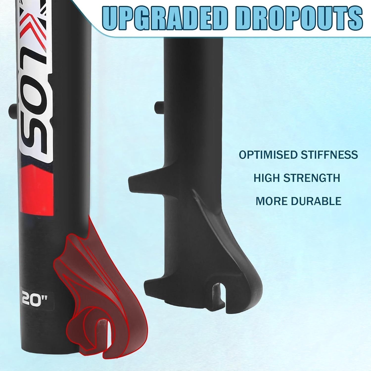 20 Inch Suspension Forks 180mm Travel 9*135mm QR Electric Oil MTB Fat Fork 1-1/8