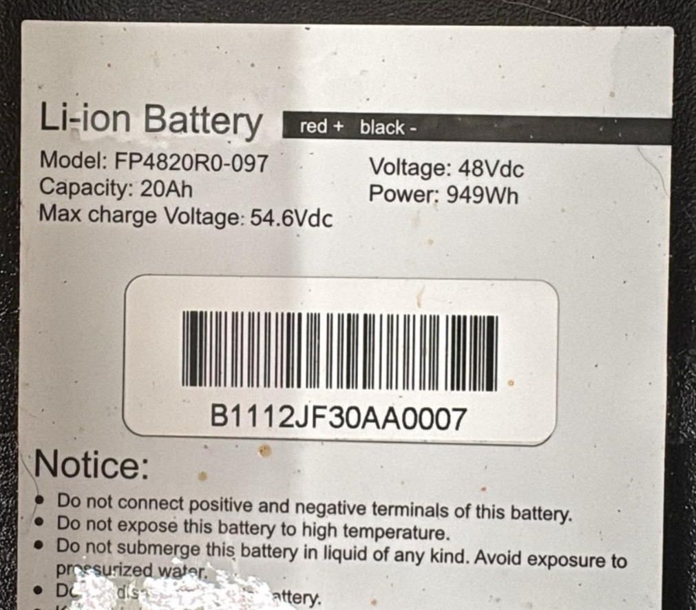 E-Bike Battery 48V 20Ah Electric Bike Lithium FP4820R0-097 Free Shipping