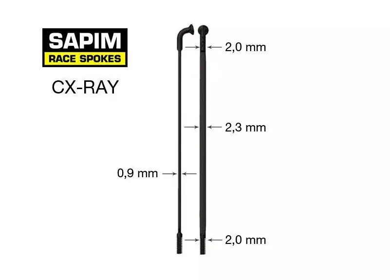 Sapim CX-Ray J-Bend Spoke + PolyAx SecureLock Aluminium Nipple – Black | NEW