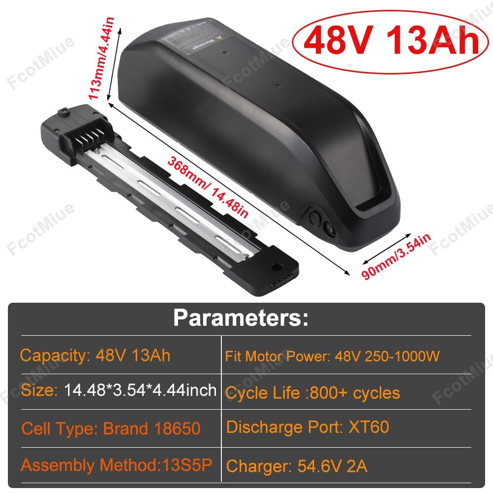 48V 13Ah Ebike Battery Pack Polly DP-6 for Electric Bicycle Lithium Batteries