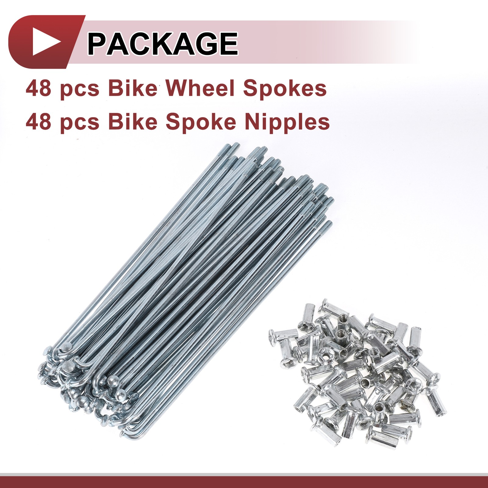 48 Set 10G Bicycle Spokes 145mm Bike Wheel Spokes Carbon Steel Galvanized