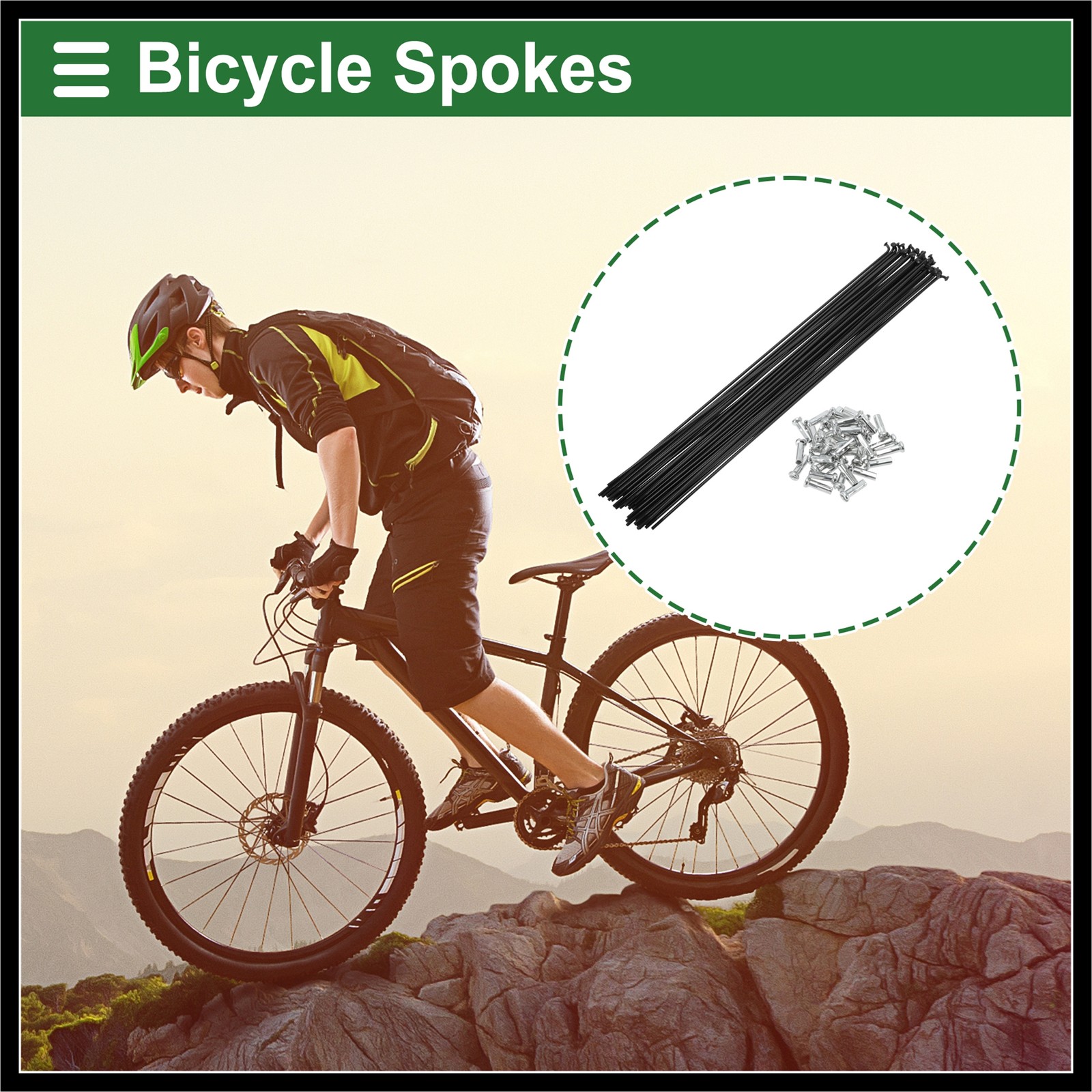 1Set 14G 267mm Length Bicycle Spokes Nipple Carbon Steel Black Universal