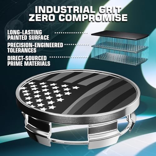 63MM 2.5 Inch Wheel Center Outer 63MM , Inner 56MM Chrome with American Flag