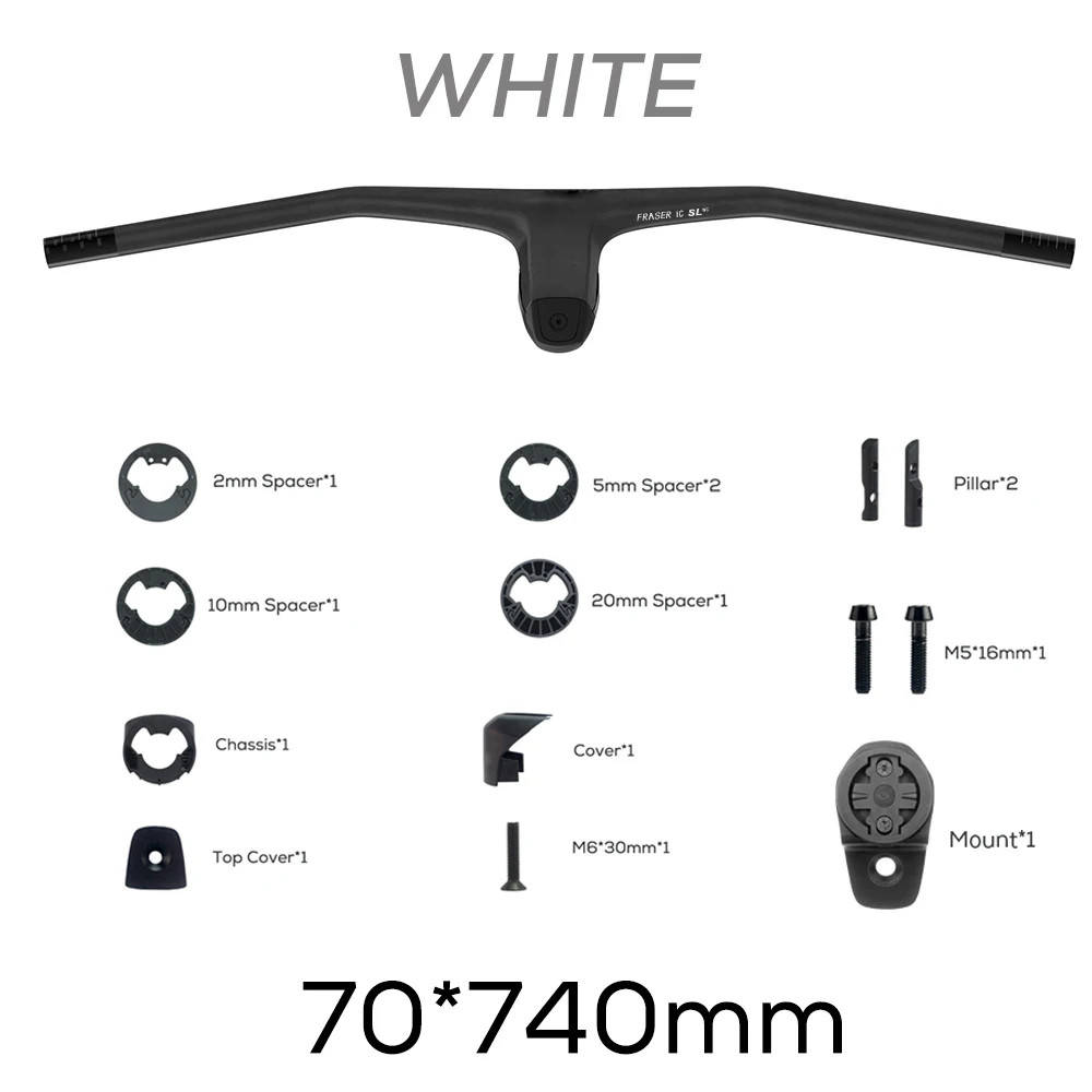 740mm -20 Degrees MTB Bicycle Full Carbon Fibre Integrated Cockpit Handlebar