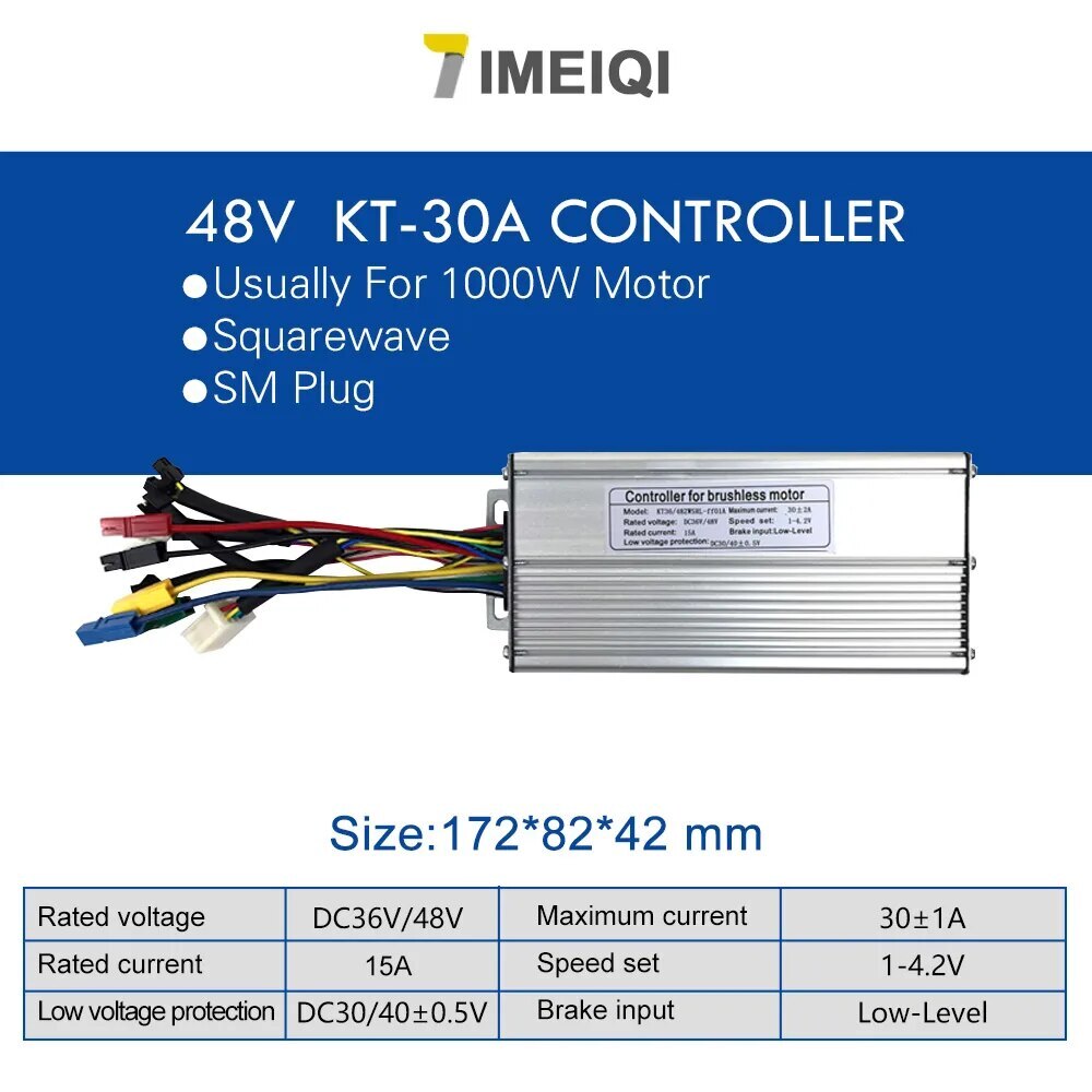 E-bike Brushless Controller SM Connector Squarewave 24V 36V 48V 250W-1500W