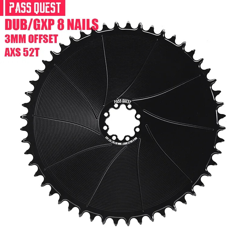 PASS QUEST Bicycle Chainring 3mm Offset Direct Mount For FORCE 8-Bolt AXS38T-54T