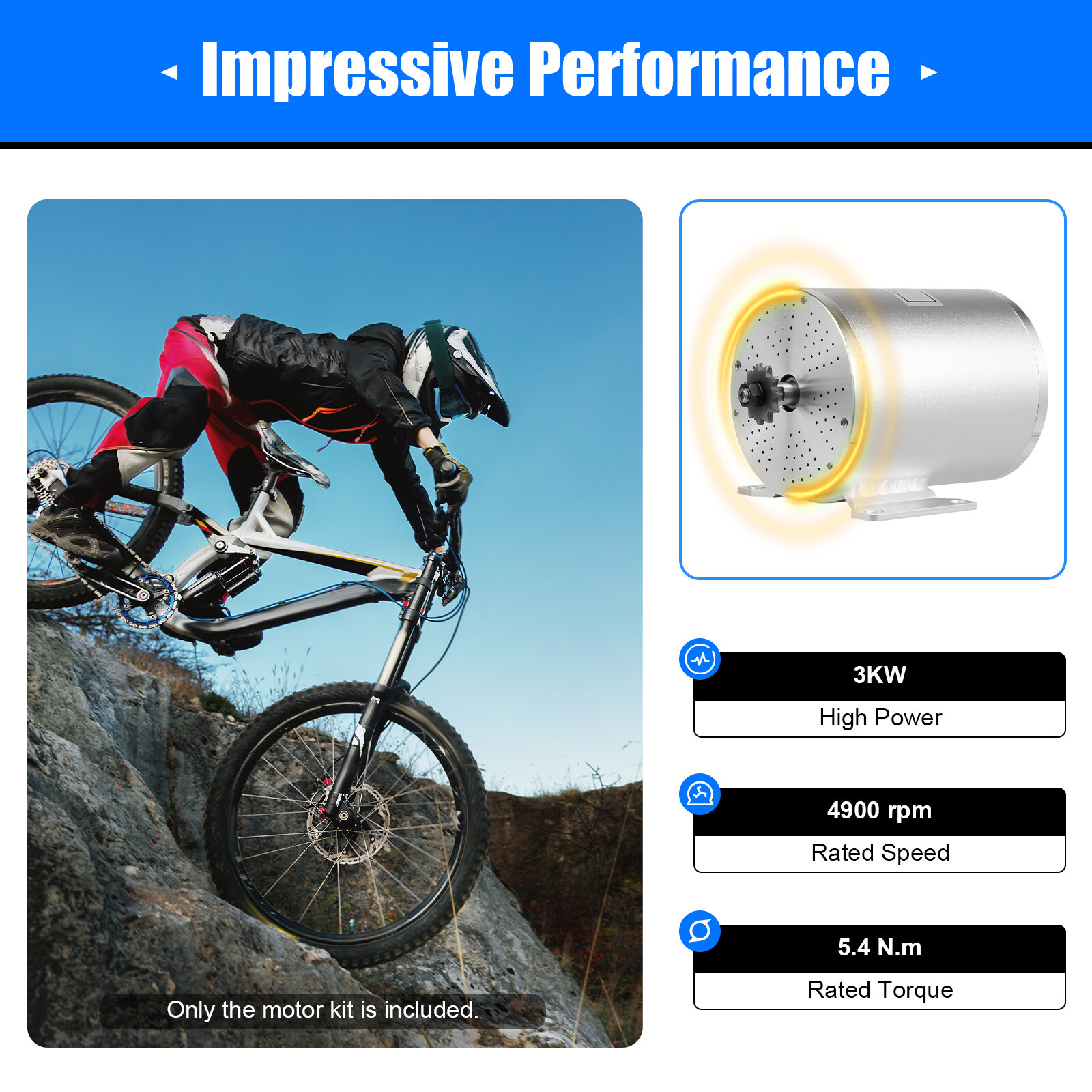 MX650 Brushless Motor Kit For Electric Bicycle E Bike Dirt Bike Razor 72V 3000W