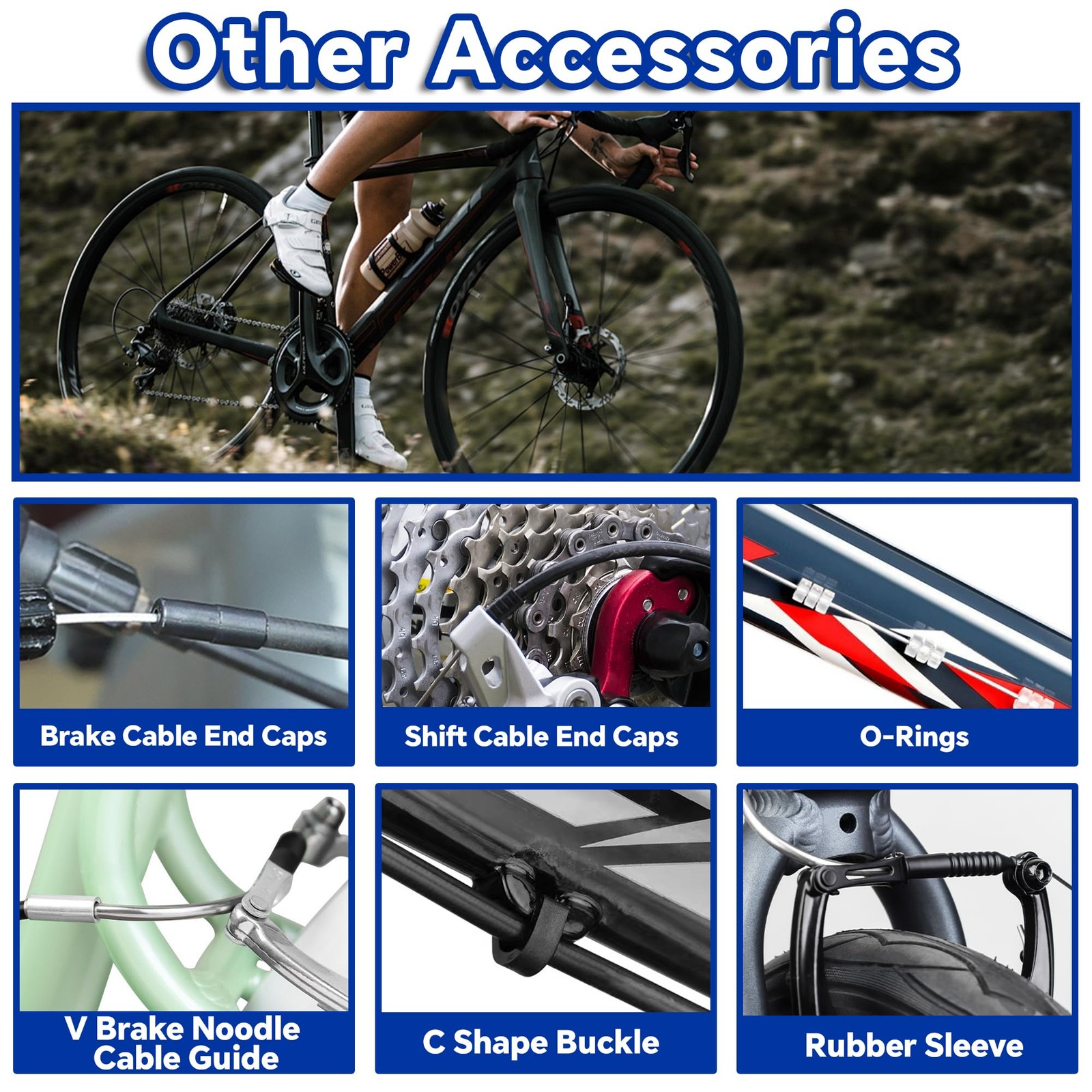 103pcs Universal Bike Brake Shift Cable Housing Stainless Steel Cutter End Caps