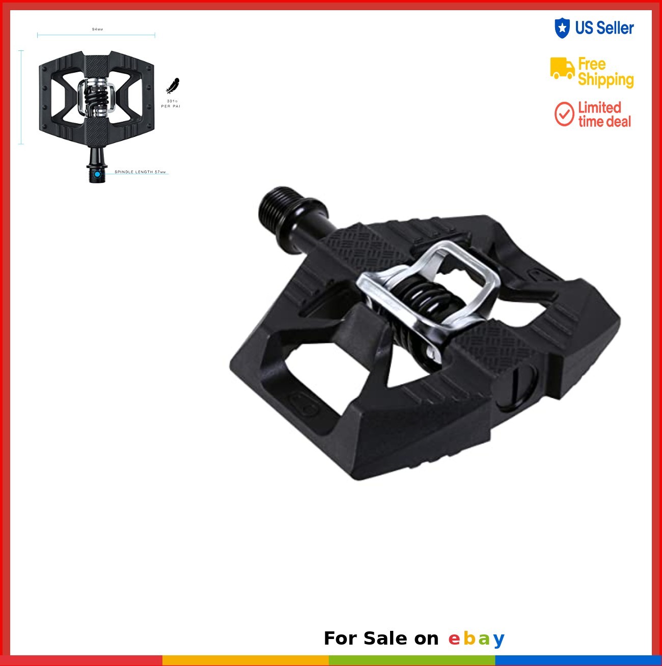 Hybrid Clipless Flat Bike Pedals Composite Chromoly Steel Spindle Mud Shedding