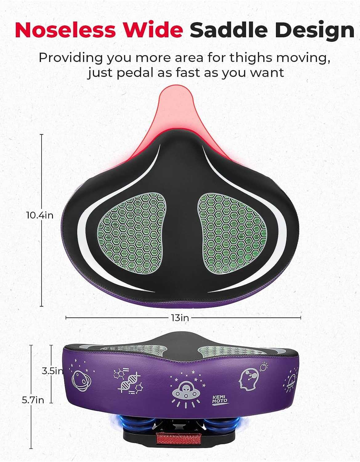 Oversized Bike Seat for Men Women, Extra Wide Bicycle Saddle Cushion Comfortable