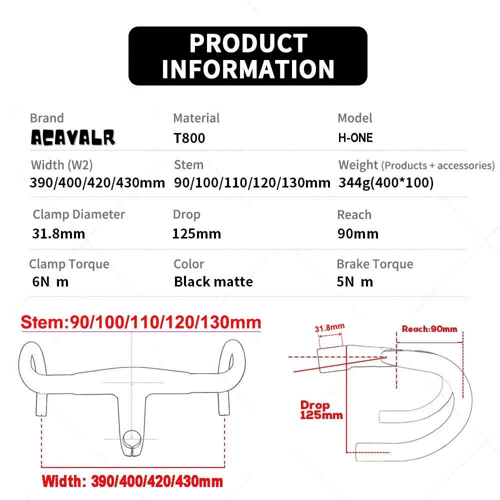 Road Bicycle Carbon Aero Integrated Bike Handlebars 31.8mm 390-430mm Drop Bar