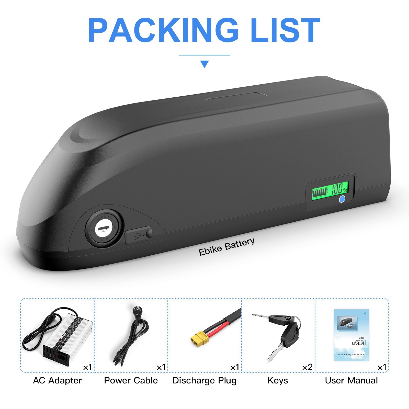 Samsung/LG 48V 20Ah Ebike Li-ion Battery Pack for 250W-2000W Electric Bike Motor