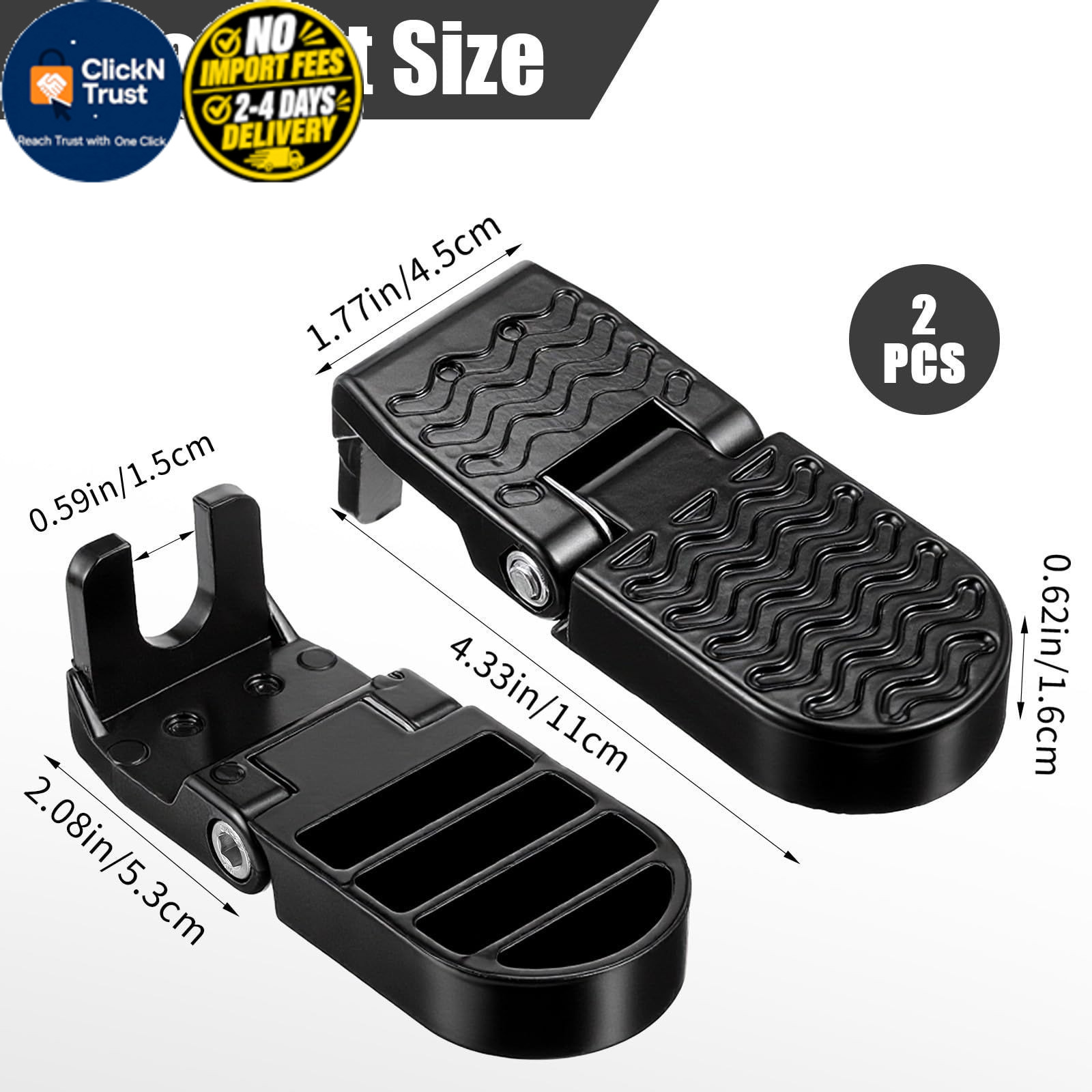Afcabakila 2Pcs Aluminum Alloy Foot Pegs for E-Bike & 15 MM U Slot, Black