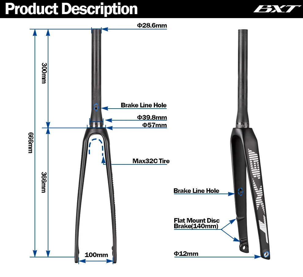 Disc Brake Carbon Road Bike Frok Disc Brake Thru Axle 12mm Bicycle Rigid Fork