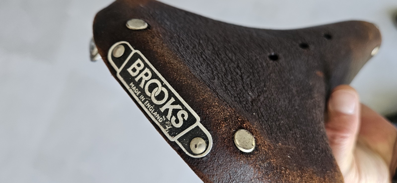 Vintage Brooks Professional Seat Saddle Leather Copper Rivet Button England Made