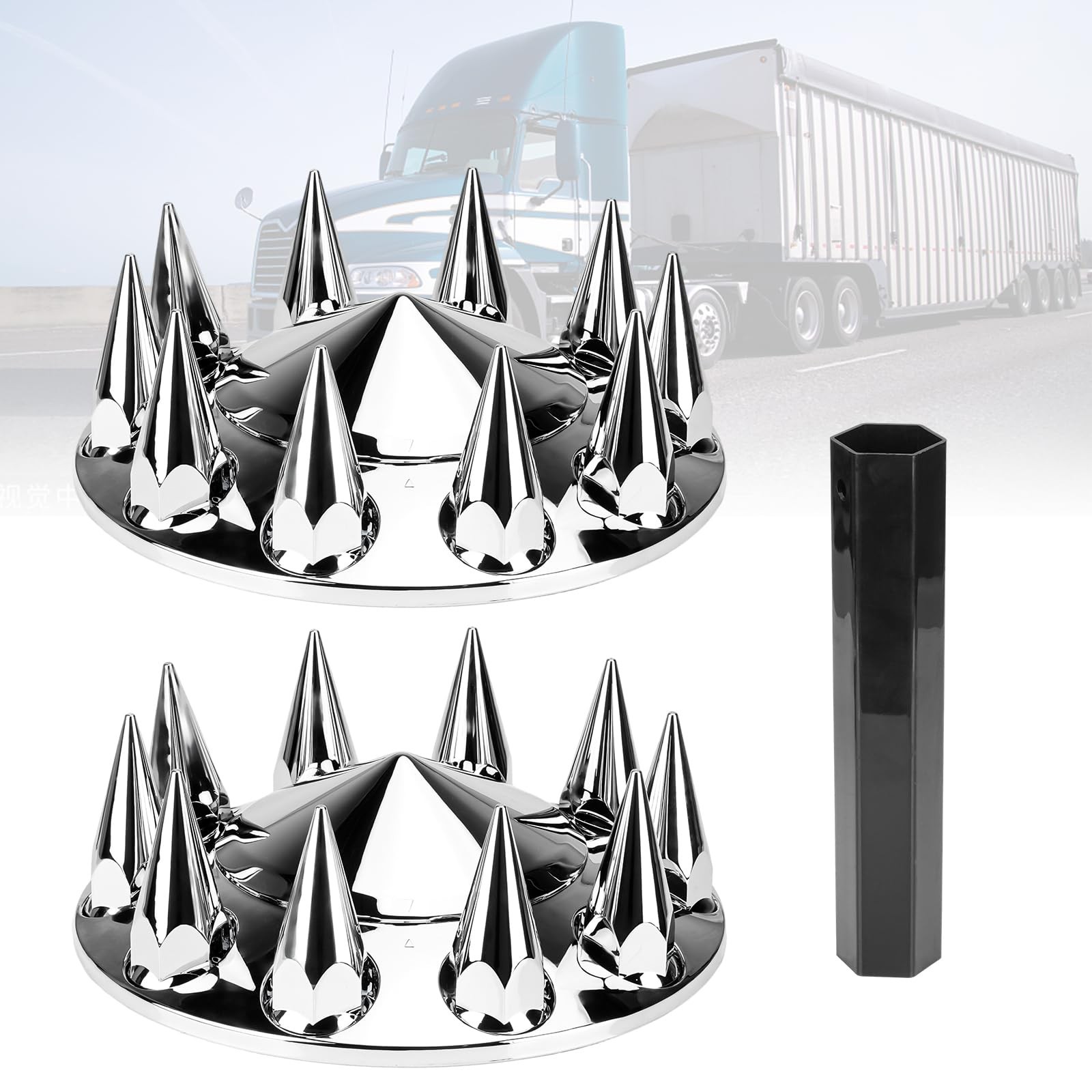 ABS Chrome Plastic Front Axle Cover Kit Spike Axle Wheel Covers 33mm Thread-O…