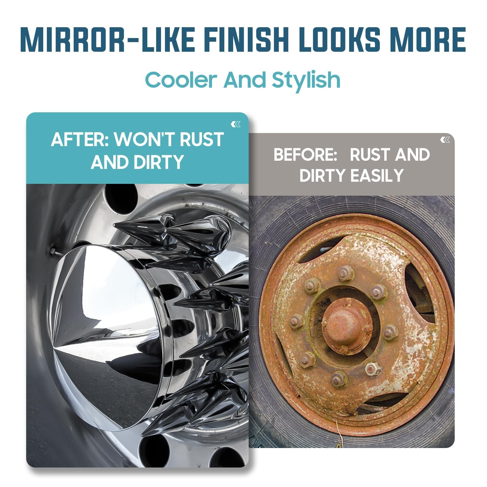 ABS Chrome Plastic Front Axle Cover Kit Spike Axle Wheel Covers 33mm Thread-O…