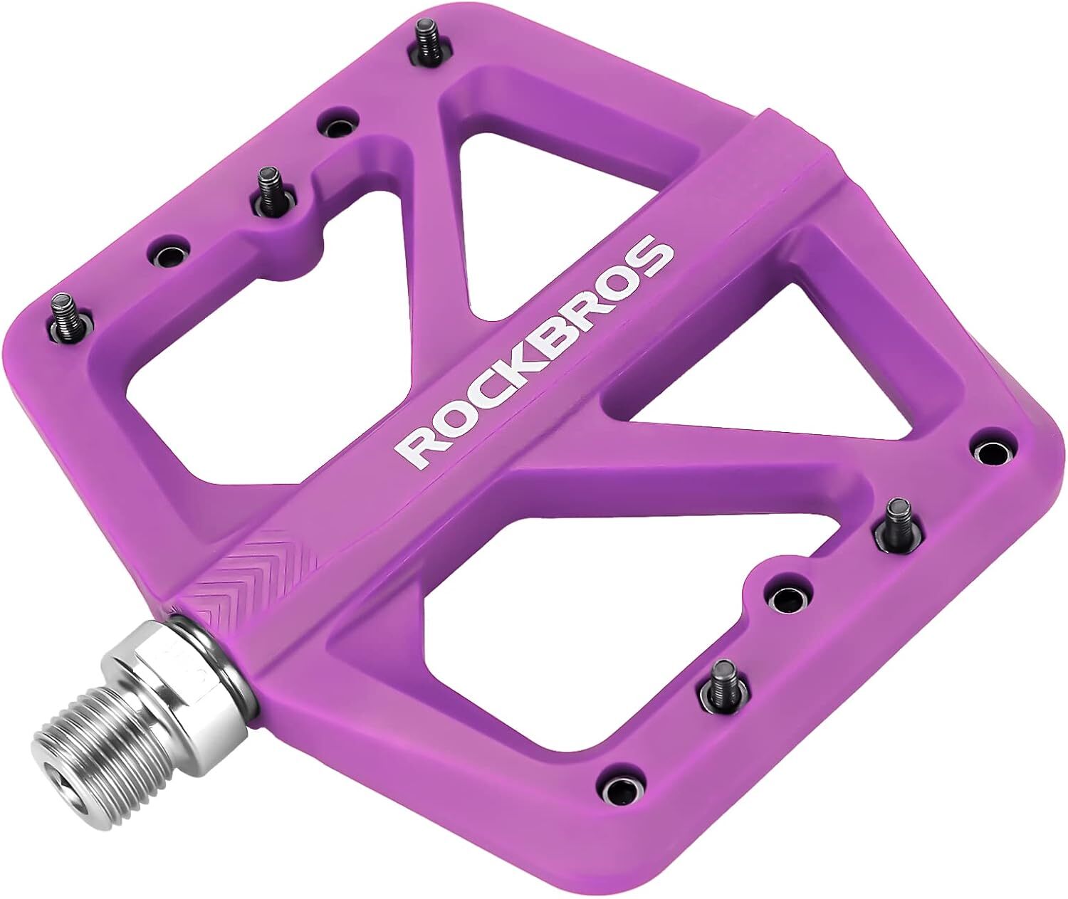 ROCKBROS Bike Pedals Lightweight Nylon 9/16″ DU Bearing Platform Pedals Perple