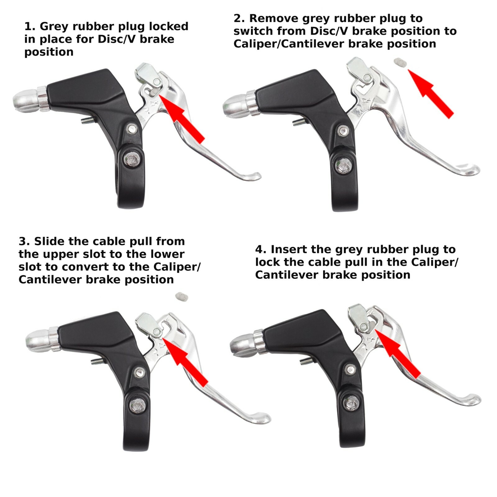 Promax Universal Aloy 2Fingr Disc/ V or Caliper/ Cantilever Brake Lever Set Bike