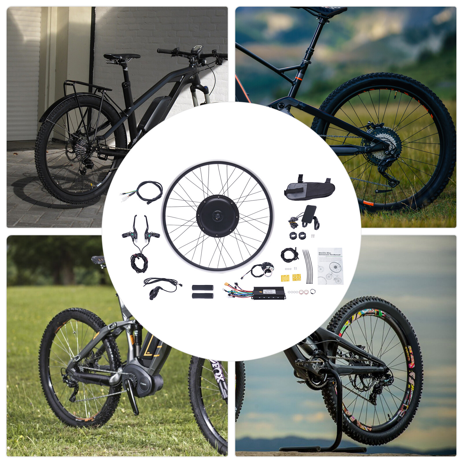 700C 48V 1000W Electric Bicycle Conversion Kit E-Bike Hub Motor Rear Wheel w/LCD