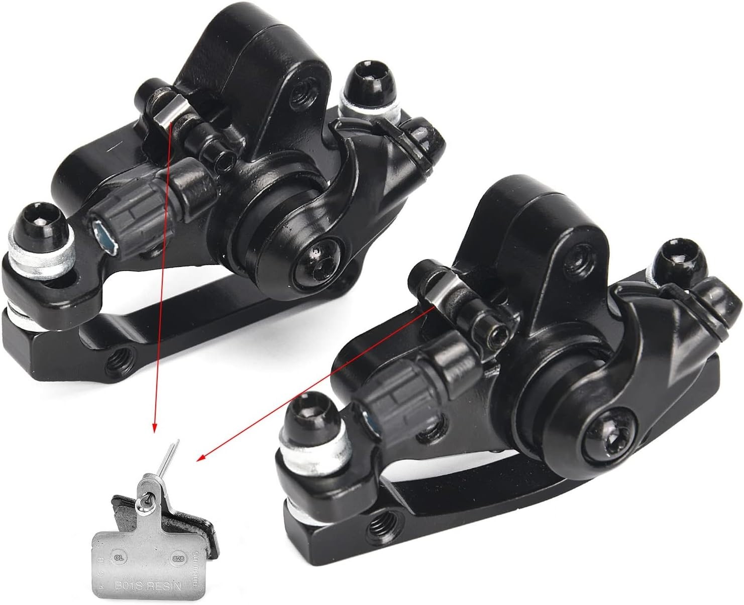 Mechanical Disc Brake Set, Front Rear, 2 Rotor 160mm, Post Mount, Aluminum Alloy