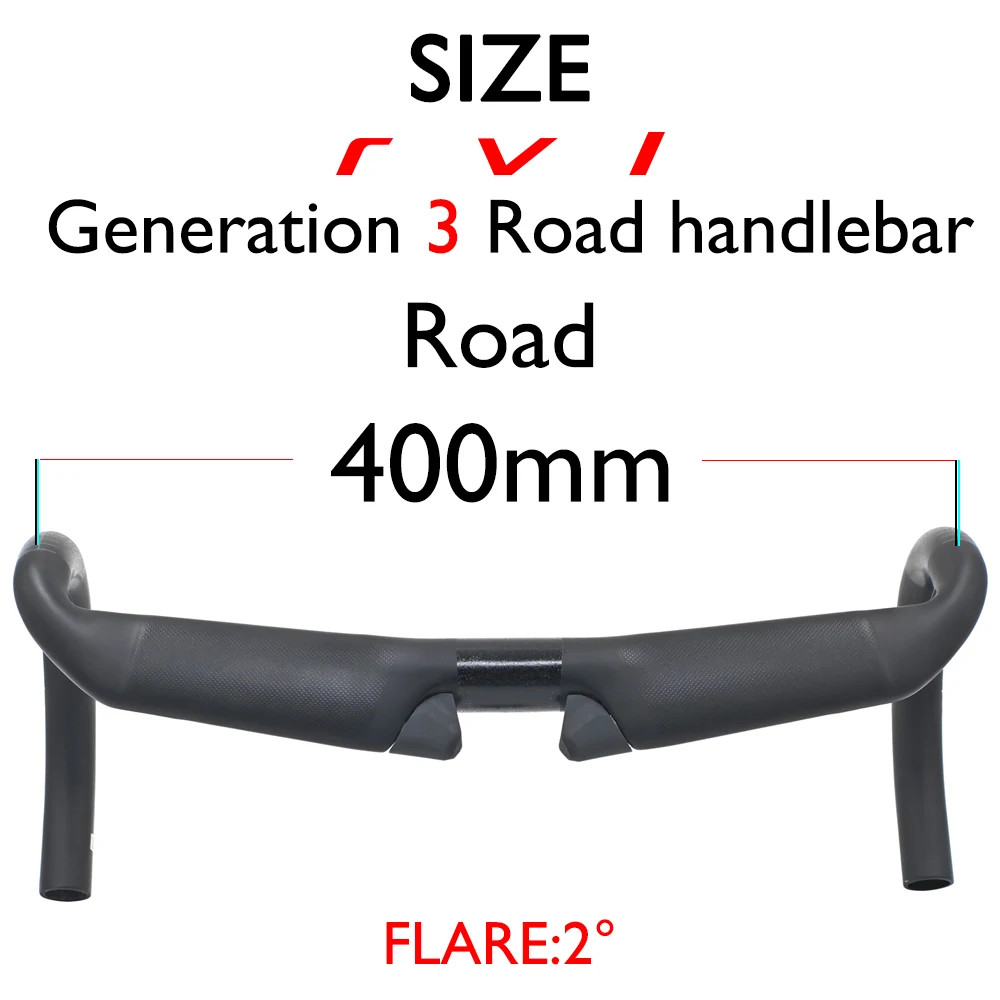 Carbon Fiber Road Gravel Cycling Handlebar Matte Black Diameter 31.8mm 380-440mm